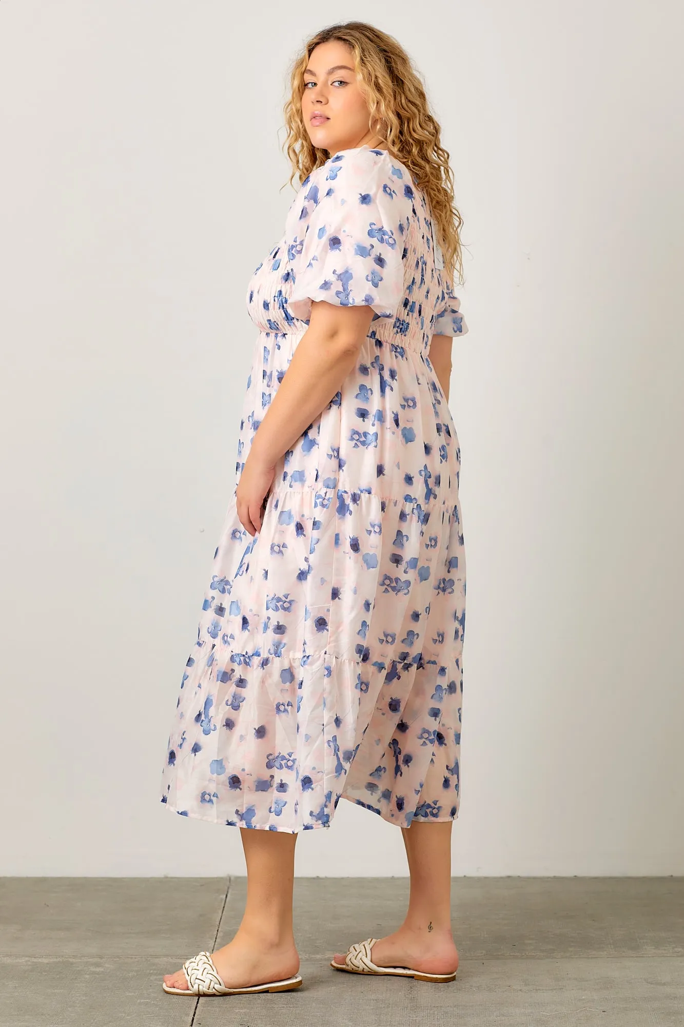 Soft Florals Midi Dress