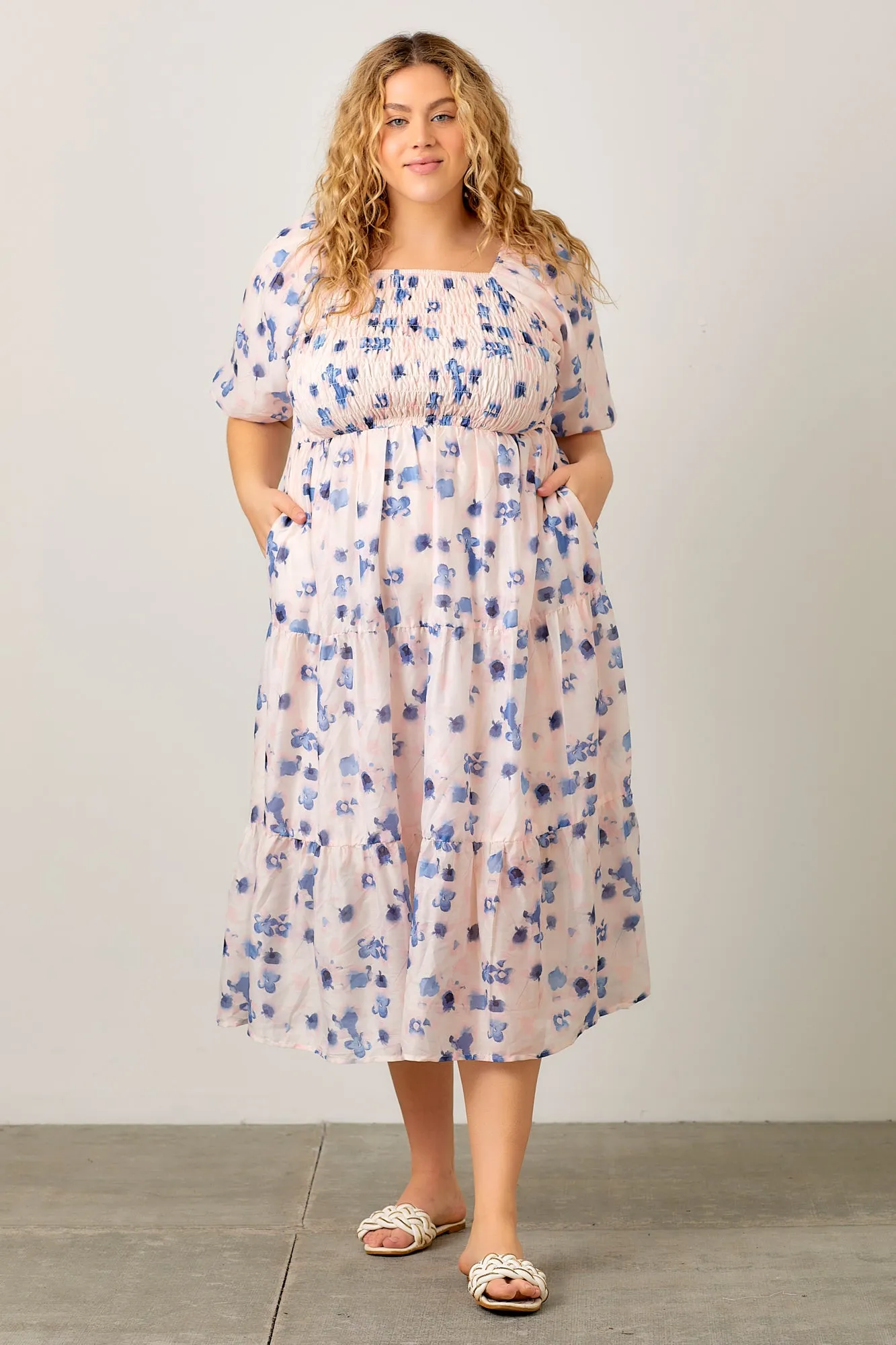Soft Florals Midi Dress