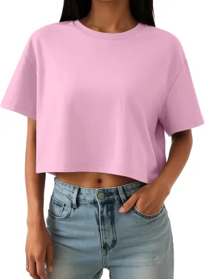 Trendy Queen Womens Crop Tops Oversized Workout Tshirts Short Sleeve Tees Summer Spring 2025 Casual Trendy Fashion Clothes