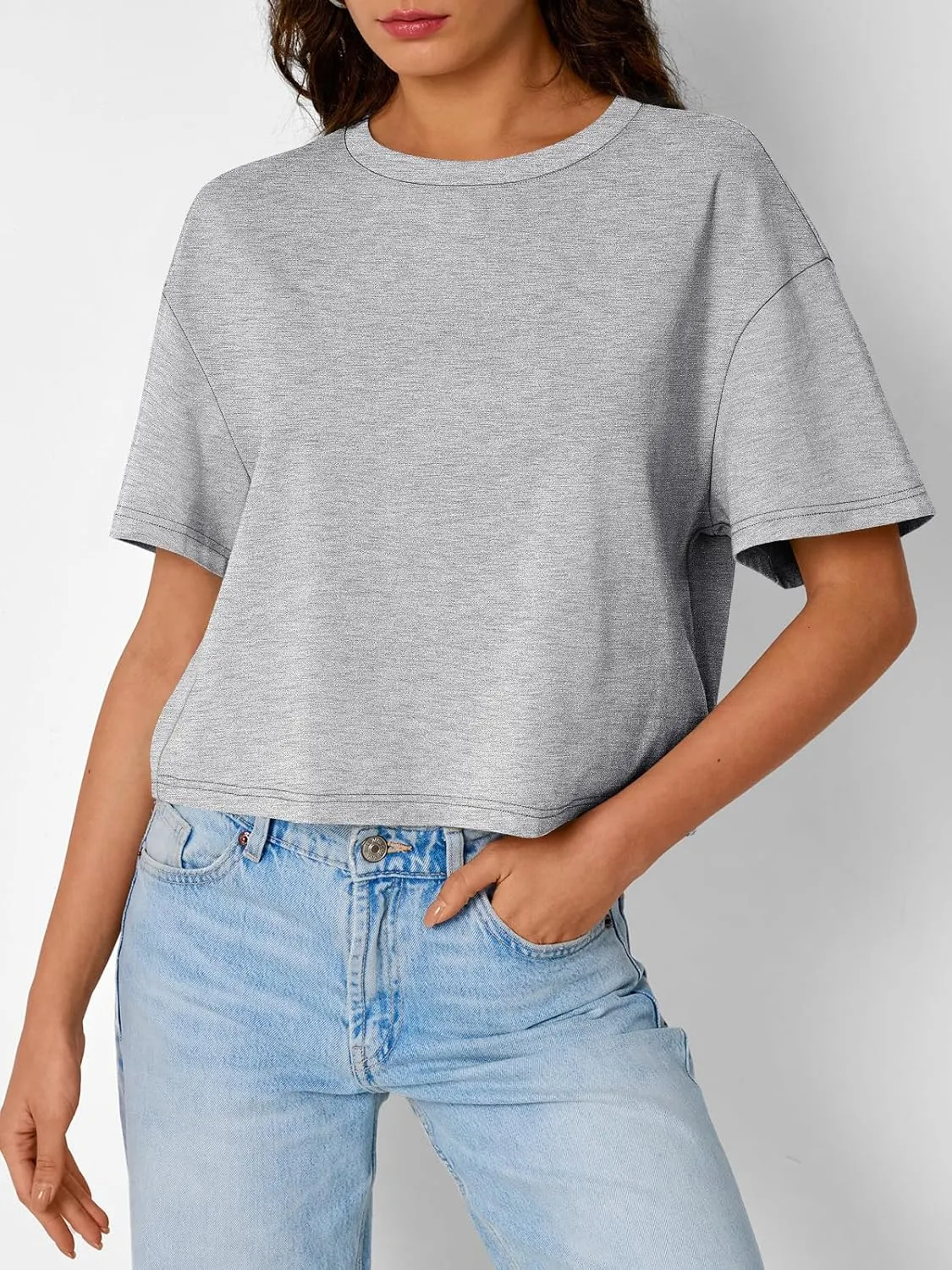 Trendy Queen Womens Crop Tops Oversized Workout Tshirts Short Sleeve Tees Summer Spring 2025 Casual Trendy Fashion Clothes