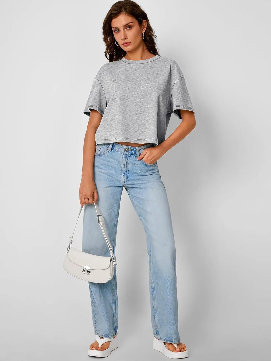 Trendy Queen Womens Crop Tops Oversized Workout Tshirts Short Sleeve Tees Summer Spring 2025 Casual Trendy Fashion Clothes