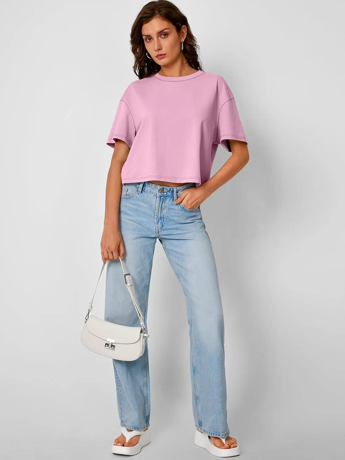 Trendy Queen Womens Crop Tops Oversized Workout Tshirts Short Sleeve Tees Summer Spring 2025 Casual Trendy Fashion Clothes