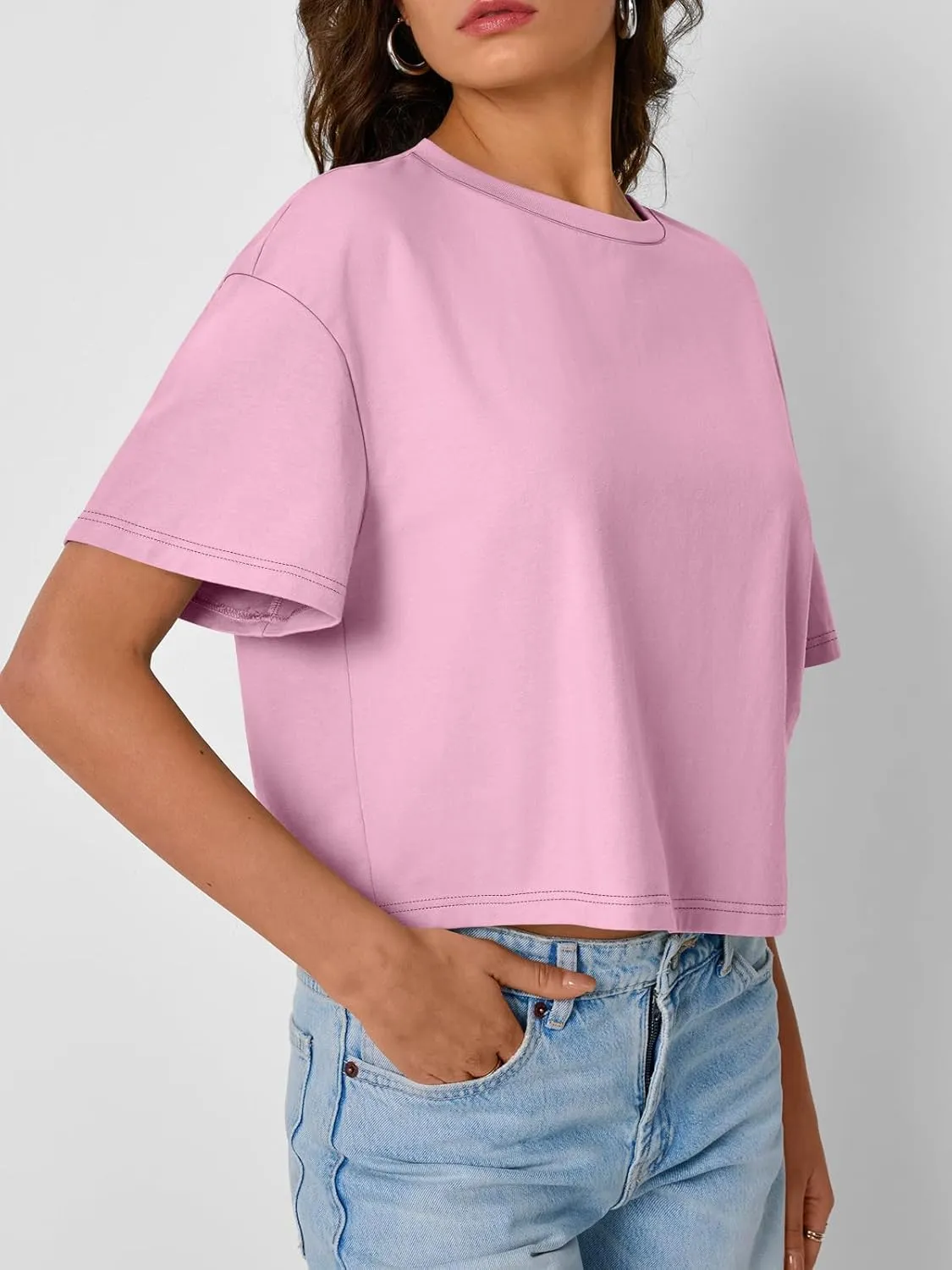 Trendy Queen Womens Crop Tops Oversized Workout Tshirts Short Sleeve Tees Summer Spring 2025 Casual Trendy Fashion Clothes