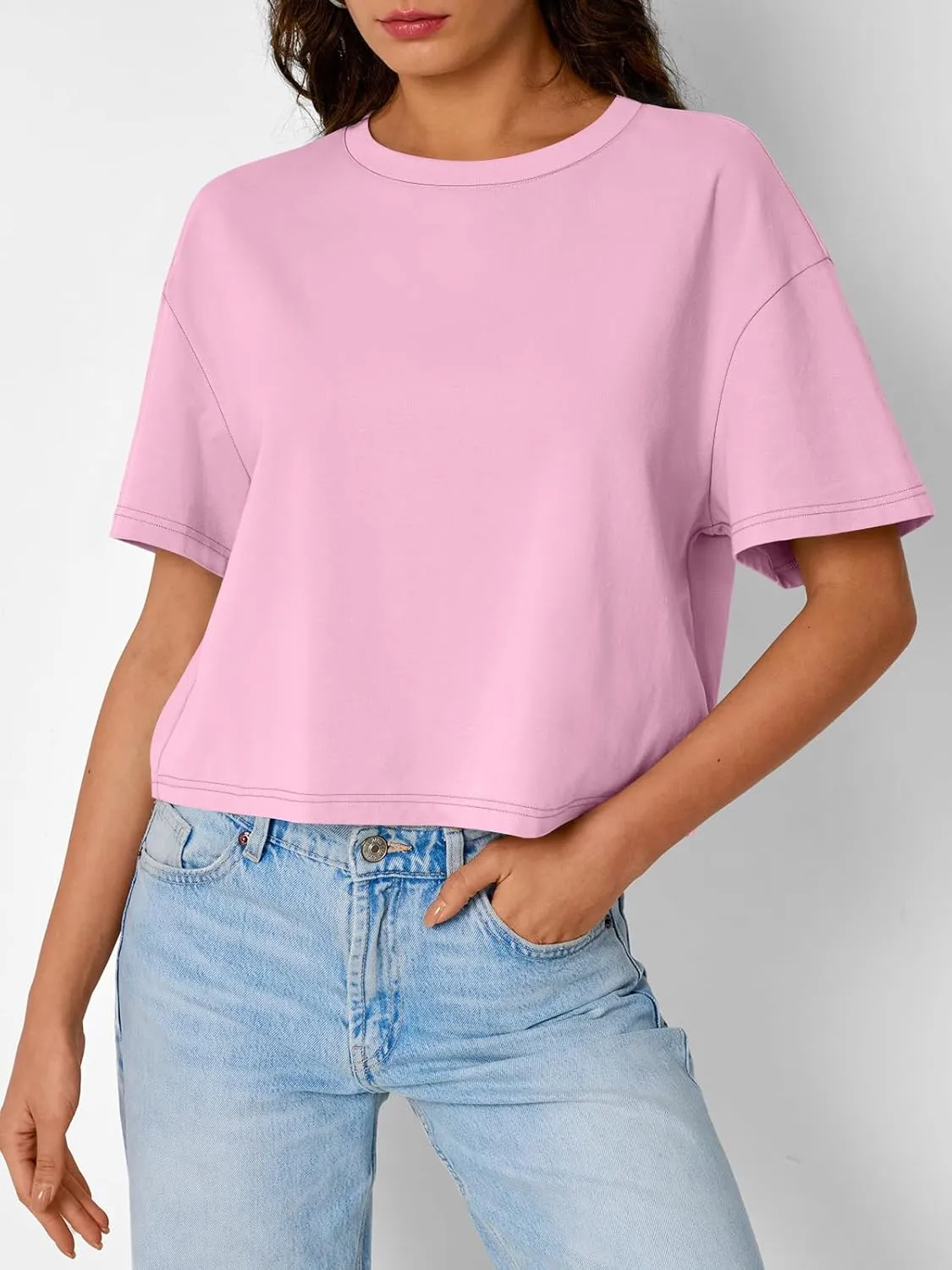 Trendy Queen Womens Crop Tops Oversized Workout Tshirts Short Sleeve Tees Summer Spring 2025 Casual Trendy Fashion Clothes