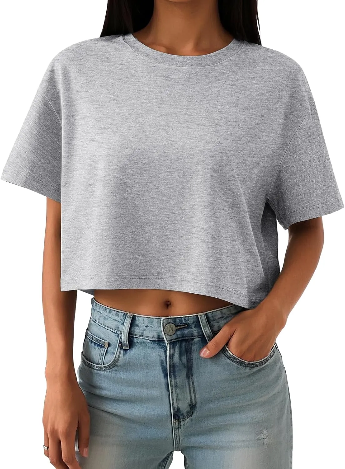 Trendy Queen Womens Crop Tops Oversized Workout Tshirts Short Sleeve Tees Summer Spring 2025 Casual Trendy Fashion Clothes