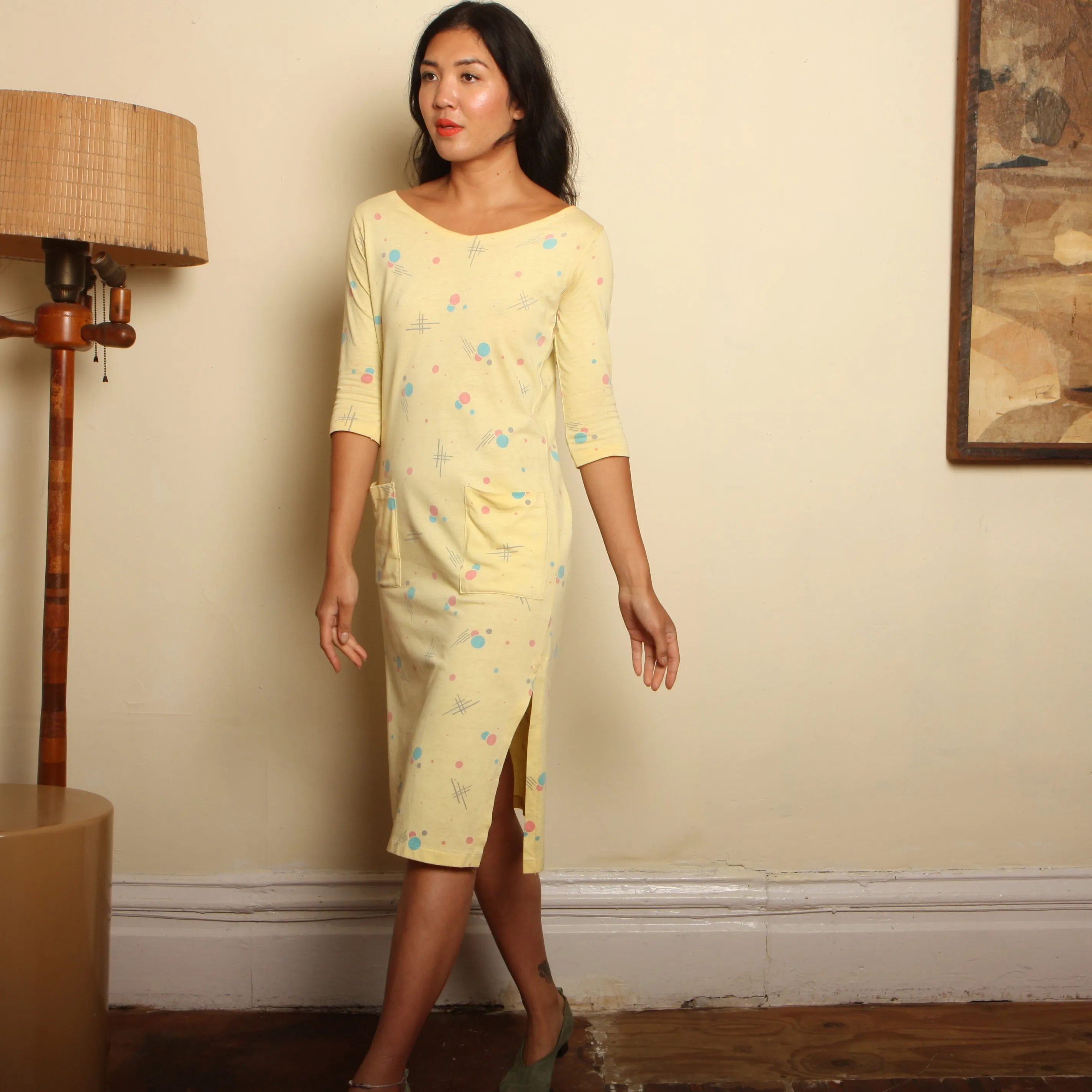 Vintage 80's Soft Cotton Bubble Print Tee Dress