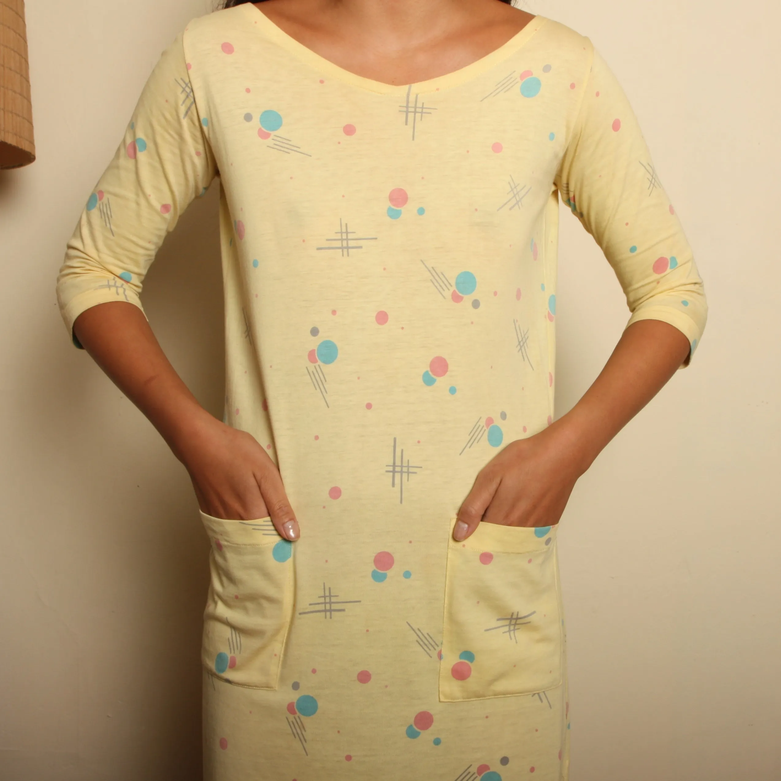 Vintage 80's Soft Cotton Bubble Print Tee Dress