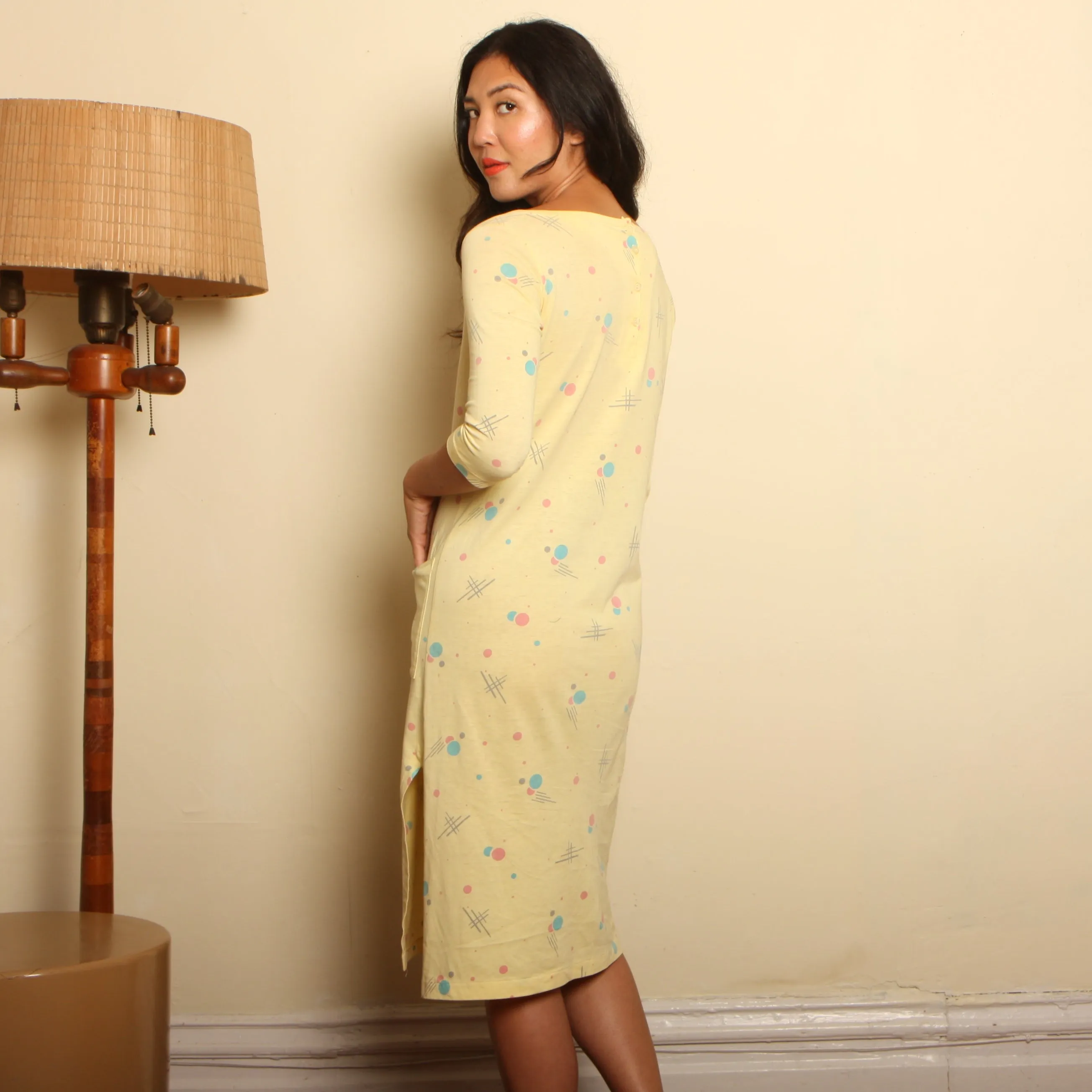 Vintage 80's Soft Cotton Bubble Print Tee Dress