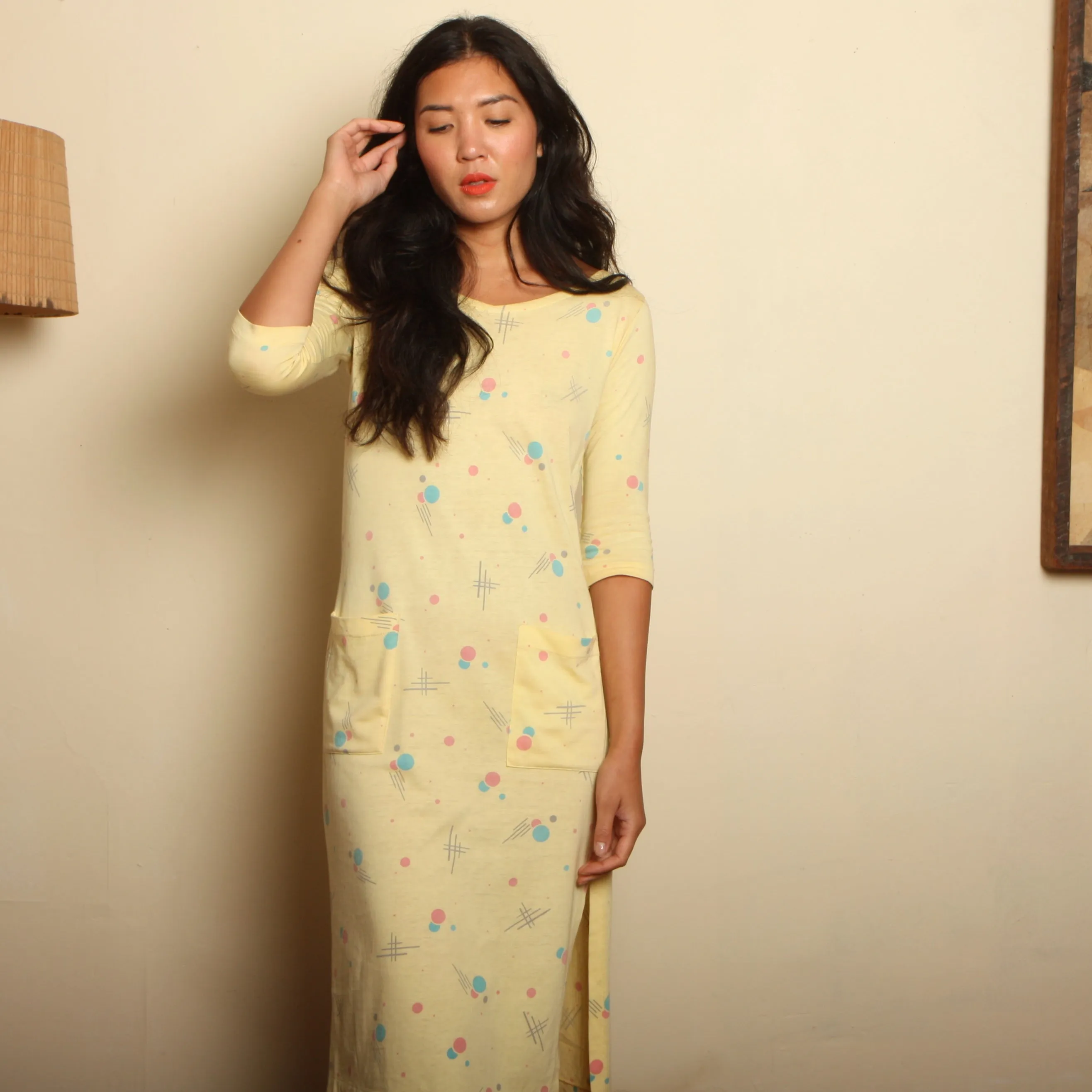 Vintage 80's Soft Cotton Bubble Print Tee Dress