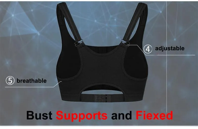 Women Fast-Drying Comfortable Breathable Sports Bra Front Zipper Push Up Brassiere Sportswear