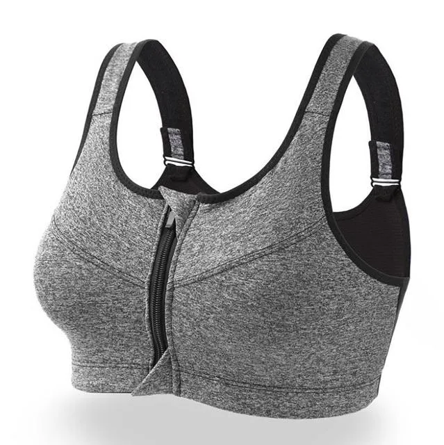 Women Fast-Drying Comfortable Breathable Sports Bra Front Zipper Push Up Brassiere Sportswear