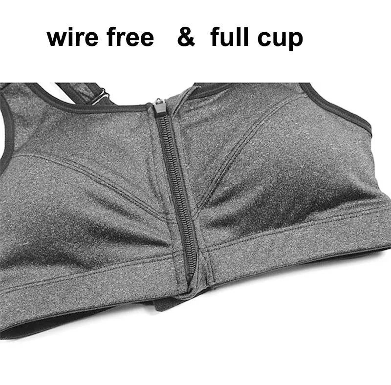 Women Fast-Drying Comfortable Breathable Sports Bra Front Zipper Push Up Brassiere Sportswear