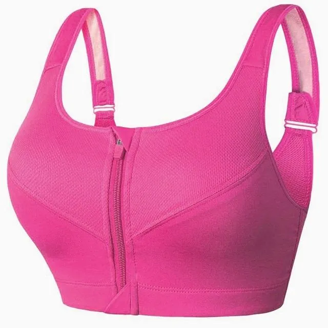 Women Fast-Drying Comfortable Breathable Sports Bra Front Zipper Push Up Brassiere Sportswear