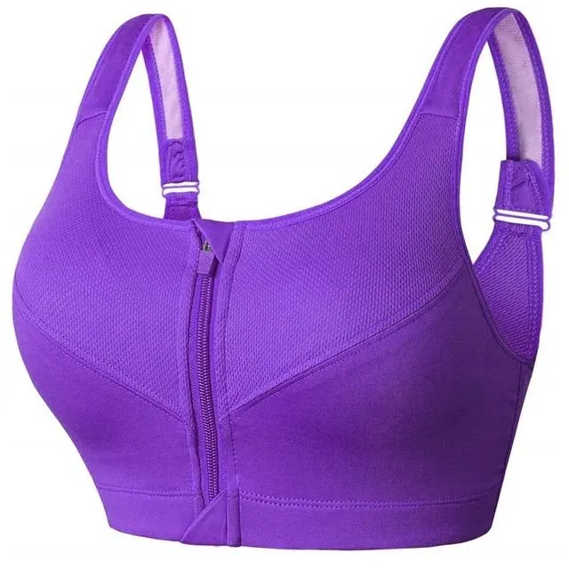 Women Fast-Drying Comfortable Breathable Sports Bra Front Zipper Push Up Brassiere Sportswear