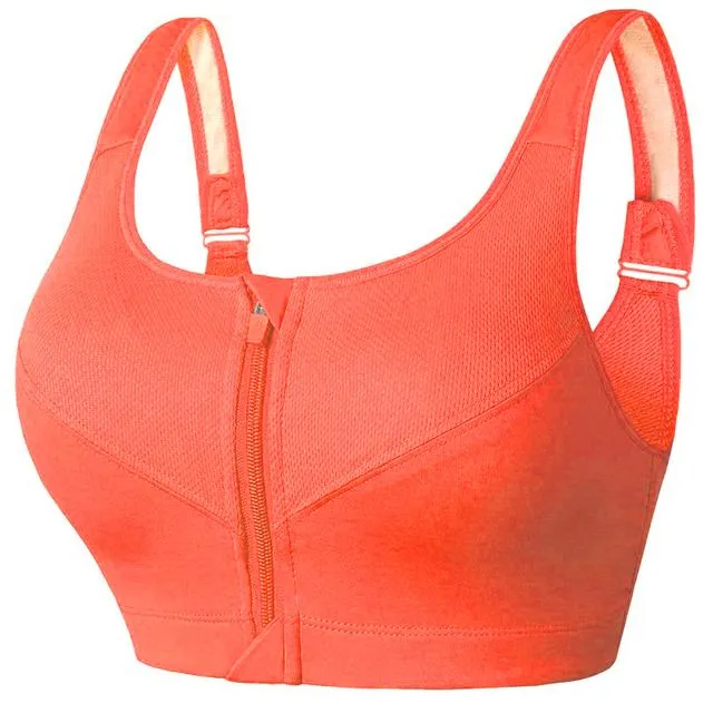 Women Fast-Drying Comfortable Breathable Sports Bra Front Zipper Push Up Brassiere Sportswear