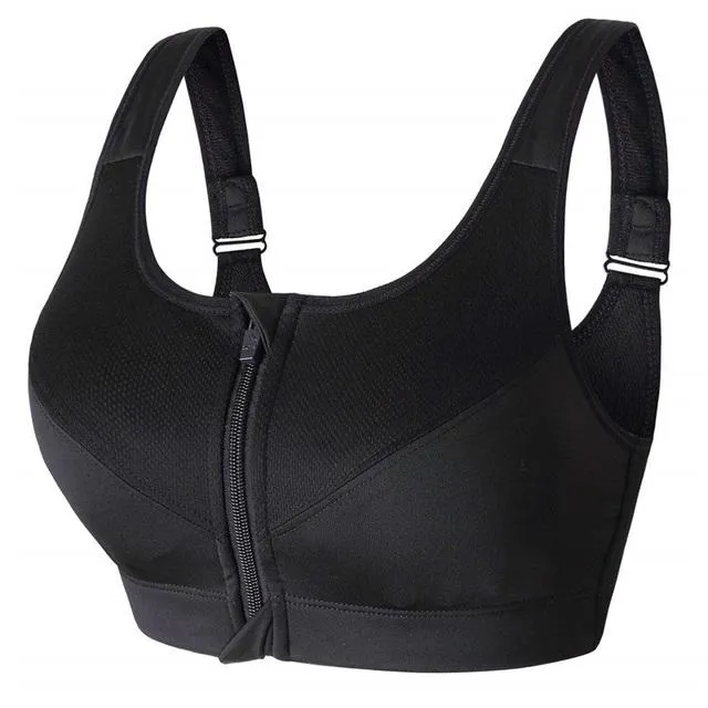Women Fast-Drying Comfortable Breathable Sports Bra Front Zipper Push Up Brassiere Sportswear
