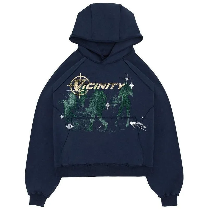 xiangtuibao New Dark Thickened Loose Printed Pullover Hoodie Men Y2K Street Retro Clothing Korean Casual Versatile Oversized Sweatshirt