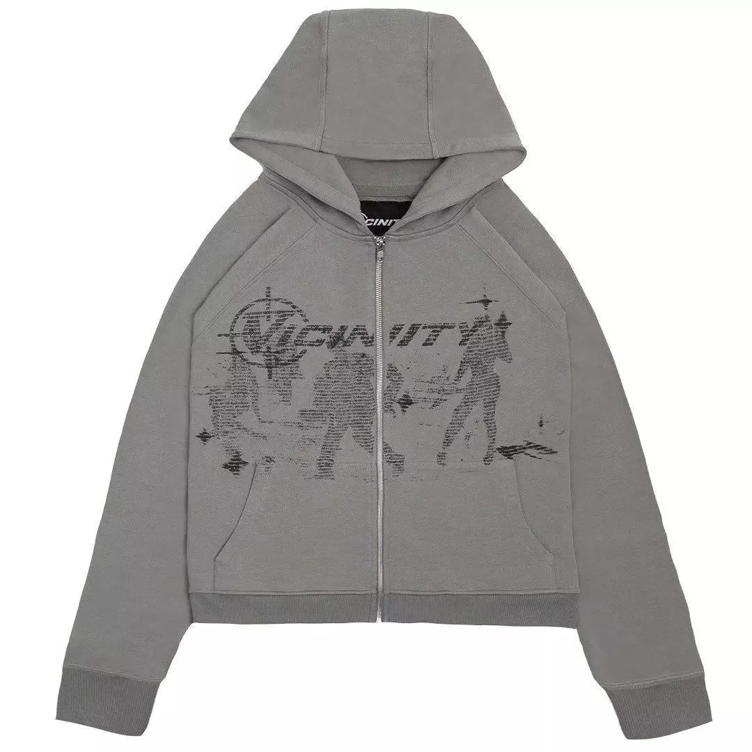 xiangtuibao New Dark Thickened Loose Printed Pullover Hoodie Men Y2K Street Retro Clothing Korean Casual Versatile Oversized Sweatshirt