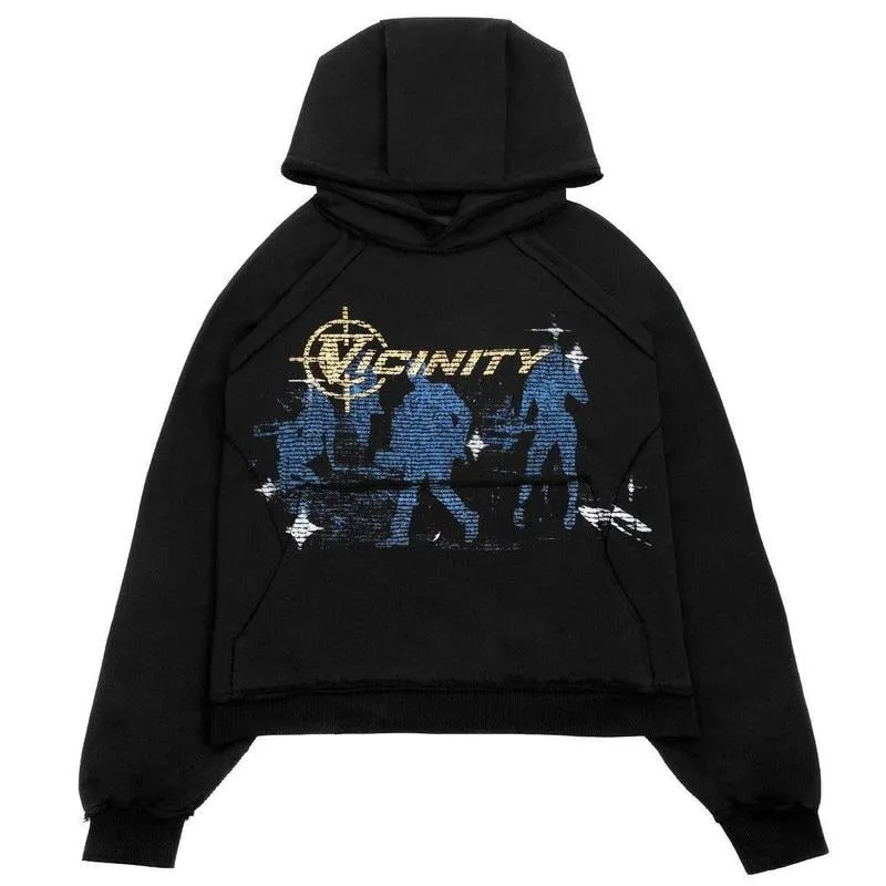 xiangtuibao New Dark Thickened Loose Printed Pullover Hoodie Men Y2K Street Retro Clothing Korean Casual Versatile Oversized Sweatshirt